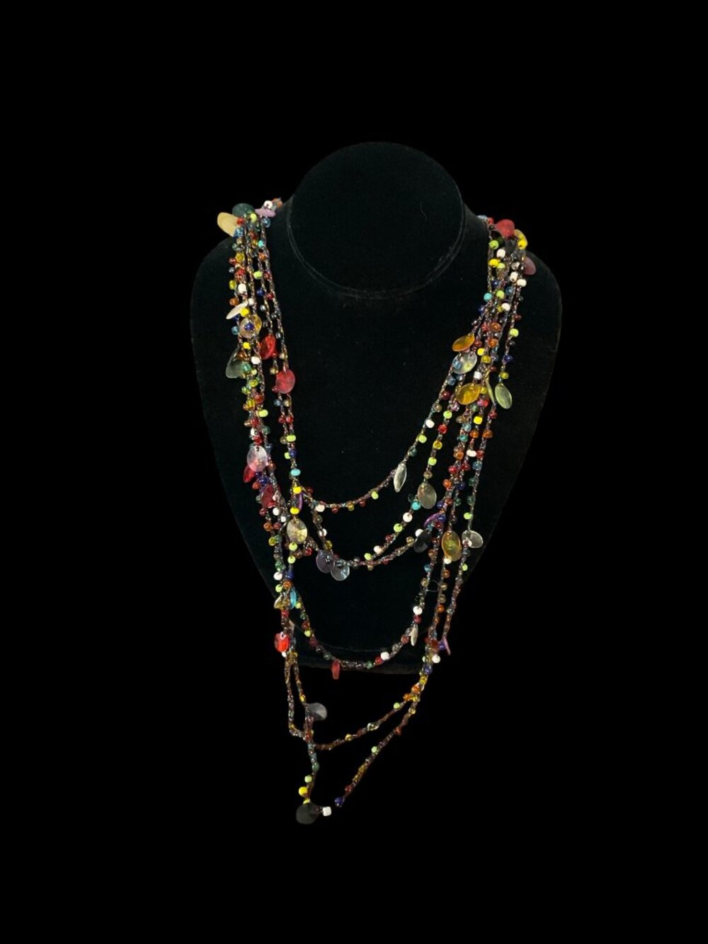 Multicolor Multistrand Beaded Necklace